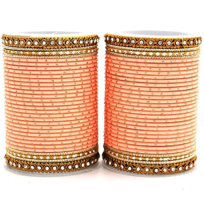Traditional & Classic Fancy Bangle Set, Peach (170446)-1.webp